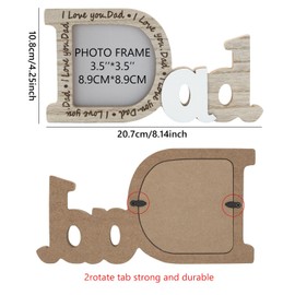 Dad Birthday Gifts Dad Picture Frames Decorations Wood Fathers Photo Frame Gifts for Dad from Daughter Son Father's Day Gift Daddy Present for Christmas Thanksgiving Birthday Y7XKBJ-Dad