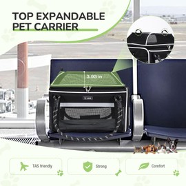 Lekereise Top Expandable Pet Carrier TSA Airline Approved Soft Sided Underseat Up to 15lbs Travel Carriers for Small Cats and Dogs with Convertable Dog Leash and Anti-Scratch Mesh