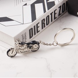 Llavero de motocicleta negro de calidad para hombre, llavero de metal para coche, regalo, plata, 80 mm x 45 mm, Plateado, 80mm x 45mm