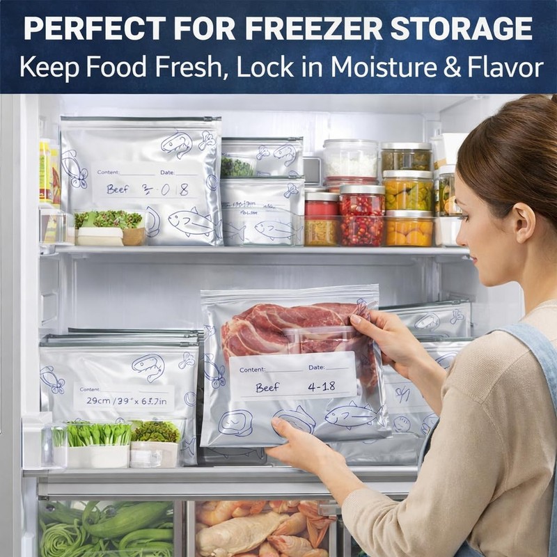 3 Size Reusable Aluminum Foil Food Storage Bags with Zipper