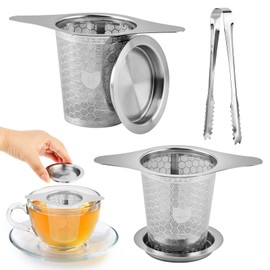 2-Pack Loose Leaf Tea Infusers, 316 Stainless Steel Strainers with Tongs