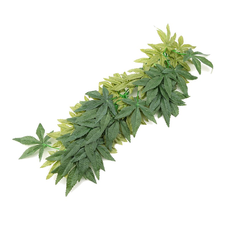 Green Artificial Plant Fake Leaves Aquarium Fish Tank Reptile Terrarium