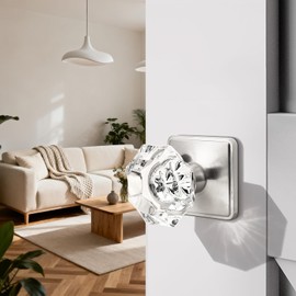 Orger Passage Door Knobs,Modern Glass Door Knobs, Keyless Stain Nickel Interior Door Handles Zinc-Alloy Heavy Duty for Closet Hallway 5Pack