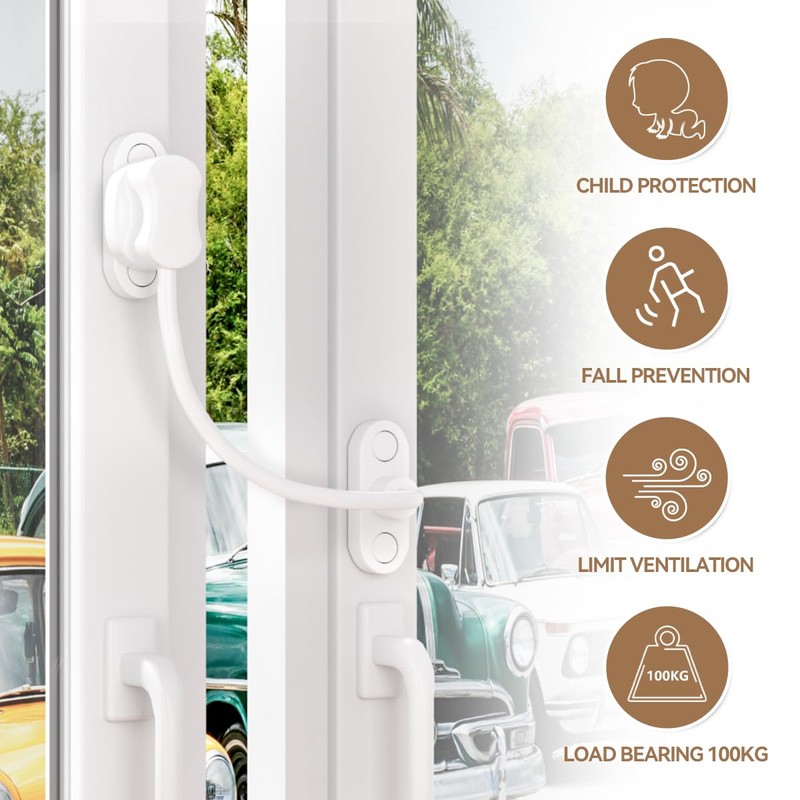 Bwintech Pack of 2 White Keyless Window Restrictor, UPVC Window