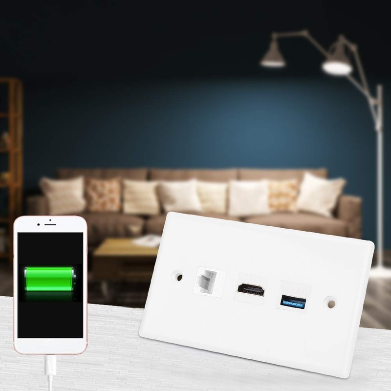 Yosoo Salida USB, placa de pared CAT6 + HDMI +