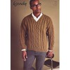 Wendy Aran Knitting Pattern for Mens Cable Knit V Neck