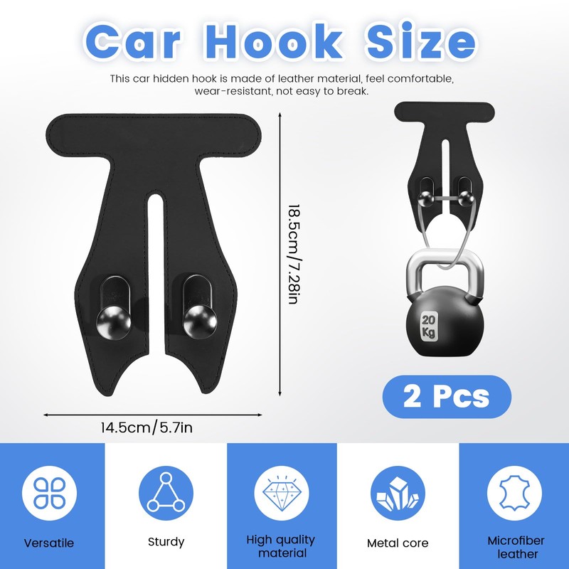 SNOMEL 2 Pcs Car Hooks for Passenger Glove Box, Self-Adhesive