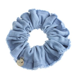 VingTAINE HS-95 Denim Fringe Scrunchie Hair Accessory, blue (light)