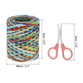 PATIKIL Raffia Paper Craft Ribbon Assortment Kit, Natural Raffia String with Scissor for Gifts, Flower Bouquets, Decoration, Red/Navy Blue, 218 Yards