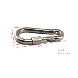 304 Stainless Steel M11 Locking Carabiner with Female Spring Buckle Suitable for Keychain, Camping, Hiking, Fishing, Backpacking Pack of 2 pcs