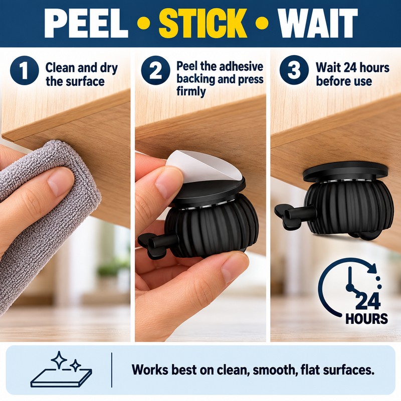 4-Pack 360° Self-Adhesive Furniture Casters with Brake, 110 lb Set