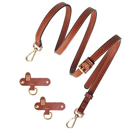 Leather Purse Straps Replacement,Adjustable Crossbody Shoulder Strap,Punch Free Buckle Design Suit,Compatible with Mini Bag Strap (Cognac)