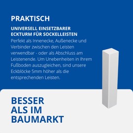 Universal Skirting Board Corner Tower MDF White (without Bevel) 105 mm Pack of 10