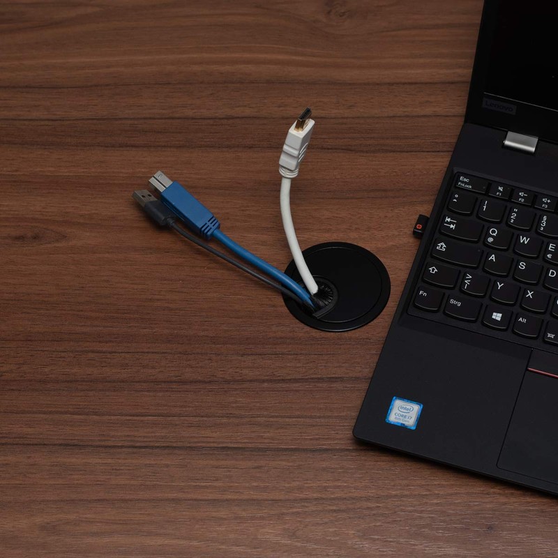 sossai® Cable grommet, cable passage, desk duct with brush for