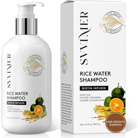 Rice Water Champú para el crecimiento del cabello, champú espesante de biotina para pérdida y adelgazamiento del cabello, sin sulfato para mujeres y hombres, 10 onzas líquidas (paquete de 1)