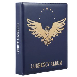MUDOR Premium PU Banknote World Currency Collection Album, 90 Pockets Dollar Bill Holders for Collectors, Classic Paper Money Collecting Storage Book Album Binder Supplies (Blue)