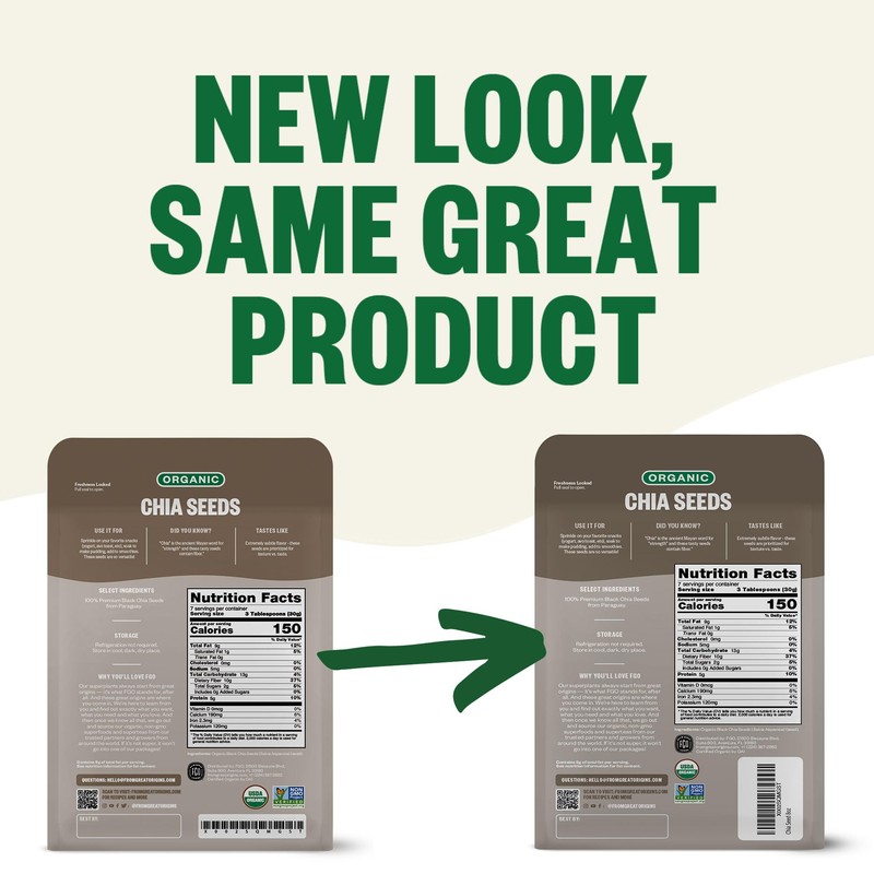 FGO Organic Chia Seeds, 8oz, Natural Raw Black Chia Seeds