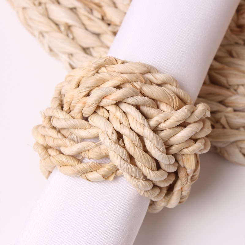 Natural Bamboo Straw Napkin Buckle Twine Napkin Corn Husk Napkin