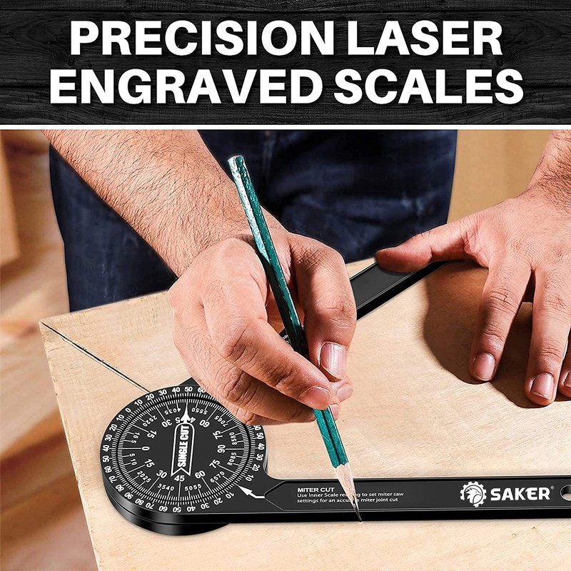 Saker Miter Saw Protractor|7-Inch Aluminum Protractor Angle Finder Featuring Precision