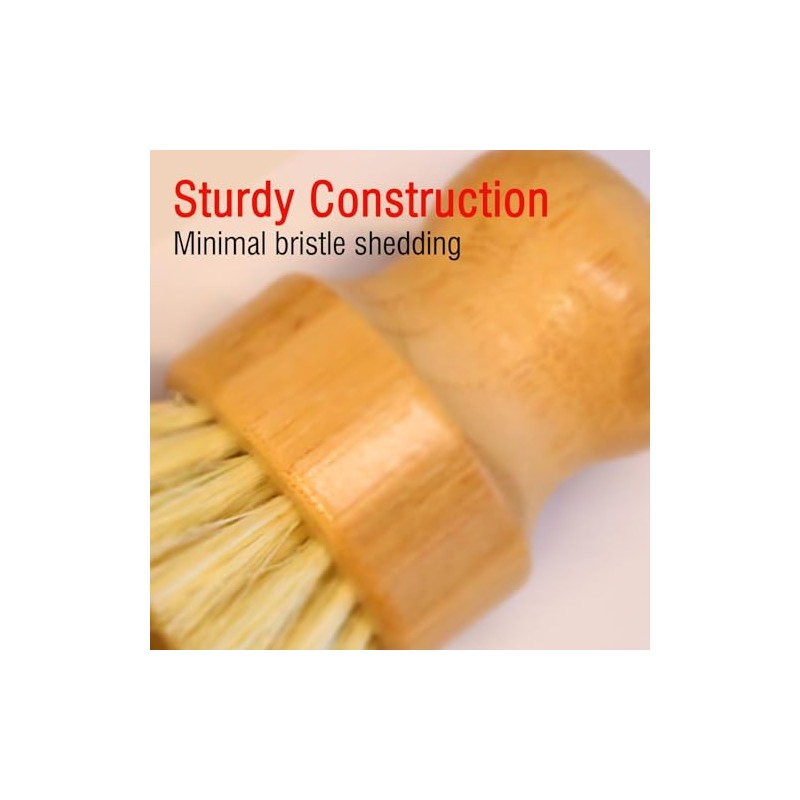 Bamboo Vegetable Brush, Natural Sisal Soft Bristle Kitchen Brush |