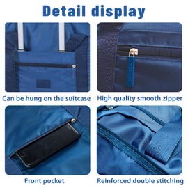 Travel Bag Foldable Luggage Bag for Spirit Airlines Tote Carry on Duffle Bag Sports Gym Water Resistant Personal Item Bag Weekender Overnight Bag (Blue)
