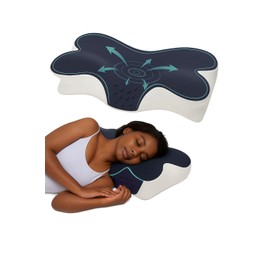 Love Nest Cervical Pillow, Memory Foam Contour Pillow for Side Back -Stomach Sleepers, Ergonomic Neck Alignment Pillow with Washable Cover, Soft Breathable Fabric.