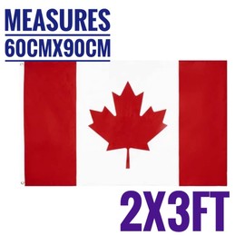 Canada Canadian National Flag 2' x 3'- small Canadian flag 2 x 3ft, Banner Canada flag 60 x 90cm with two Brass groomates