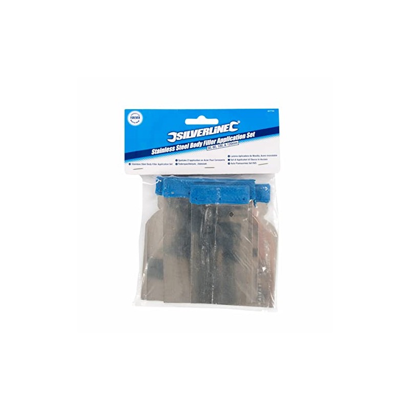 Silverline Stainless Steel Body Filler Application Set 4pce 50, 80,