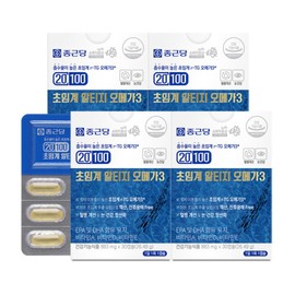 Chong Kun Dang 20100 Supercritical RTG Omega-3 30 Capsules 4 Boxes / 70% Purity, Improves Blood Circulation and Dry Eyes / 종근당 20100 초임계 알티지 오메가3 30캡슐 4박스  순도70% 혈행 건조한 눈 개선