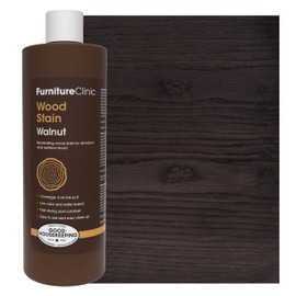 Furniture Clinic Wood Stain | Walnut | Water Based | Fast Drying, Low Odor, & Non-Toxic | for Indoor & Outdoor Furniture and More | Multiple Finishes | (17oz / 500ml)