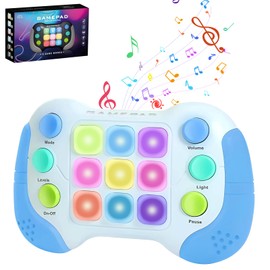 OundarM Blue Light Up Fast Push Handheld Memory Game Fidget Toys, Light Quick Whack a Mole Push Pop Game Console Squeeze Sensory Toys for Kids Adults for Gift Travel Party