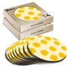 8 x Round Coasters - Yellow Marigold Flower Pattern Cork