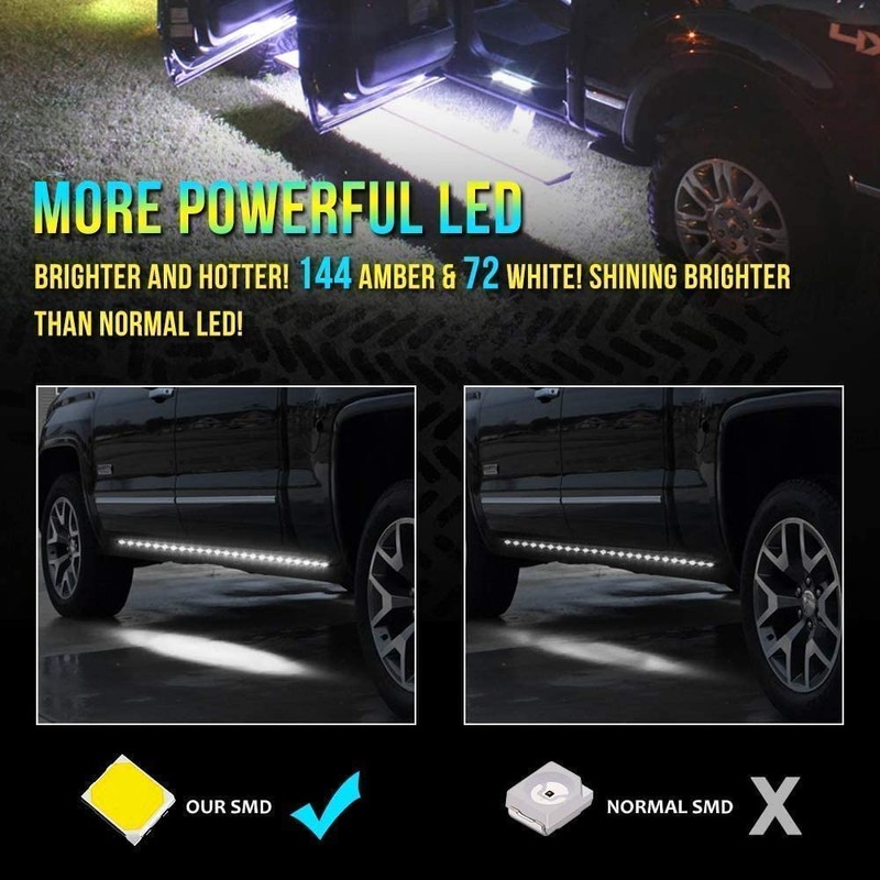 OPL5 2PCs Truck LED Running Board Lights Sequential Amber Side