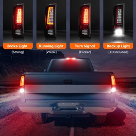 LED Tail Lights + 3rd Third Brake Cargo Lamp for Ford F250 F350 F450 F550 2008-2016 (Fleetside Bed Model), High Mount Stop Light Rear Taillight Assembly, Chrome Housing Smoke Lens, 3Pcs