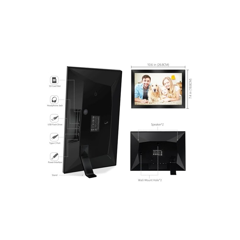 Hesmor Frameo Digital Photo Frame WiFi, 10.1 Inch Frameo Digital