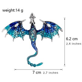 FAIRYGATE Rhinestone Brooch Vintage Animal Flying Dragon Brooches Personality Clothing Hat Bag Accessories for Men and Women，B3807