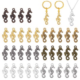 AHANDMAKER 84Pcs 7 Colors Seahorse Charms, Tibetan Style Alloy Seahorse Pendants, Vintage Hanging Ornament Ocean Creatures Pendants for Jewelry Necklace Bracelet Earring Making