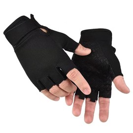 SUJAYU Fingerless Gloves Bicycle Gloves, Tactical Gloves Airsoft Gloves Training Gloves Fishing Gloves, Biking Gloves Men & Women (Black, X-Large)