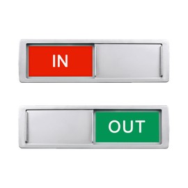 In or Out Sign,In Out Door Signs for Office Door,Slider Door Indicator Tells Whether In or Out, 7'' x 2'' - Silver
