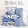 WONGS BEDDING Blue Floral Comforter Set Queen Size, 8 Pieces