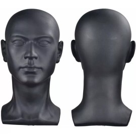 Si Fi Pvc Mannequin Head Black Male Manikin Dummy Stand Mode