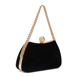 EVEOUT Velvet Evening Handbag Clutch for Women Elegant Shoulder Bags for Wedding Party Purse Bridal Bag, black, Elegant