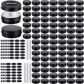 Zubebe 100 Pack 1 oz Metal Tins with Lids Bulk Aluminum Tin Cans, Black
