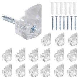 Kyuionty 24 Sets of Mirror Holder Clips Kit, Clear Plastic Mirror Mounting Clip Glass Retainer Clips Mirror Hanging Hardware with Screws for Fixing Mirror Cabinet Door (9mm)