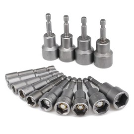 Set of 14 Magnets Hexagonal Socket, 6-19 mm Socket Wrench, Screw-On Wrench for Drills