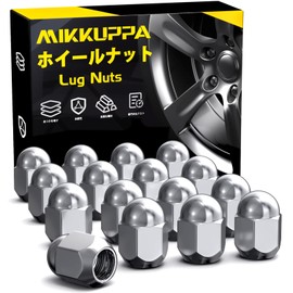 MIKKUPPA Subaru Type Car Wheel Nut M12 x P1.25 Spherical Seat 19HEX Length 24.5 mm Steel Salt Fog 72H Set of 16 Silver