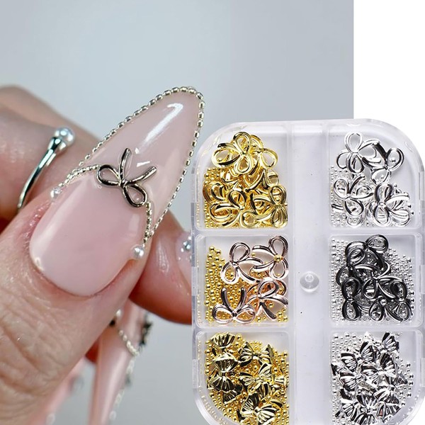 Bow Nail Charms 3D Alloy Bowknot Nail Charm Mixed Styles