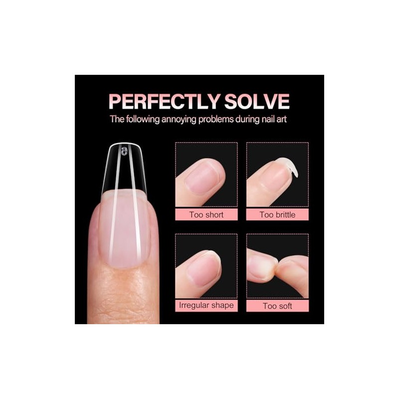 AILLSA Puntas de uñas postizas de ataúd medianas - Puntas