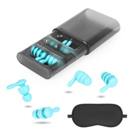 Ear Plugs for Sleeping, Earplugs Aeroplane Anti-Noise Ear Plugs for Concentration, Swimming, Meditating, Travel, Work, Sleeping + Sleeping Eye Mask (Green, 2 Pairs+Sleep Mask)
