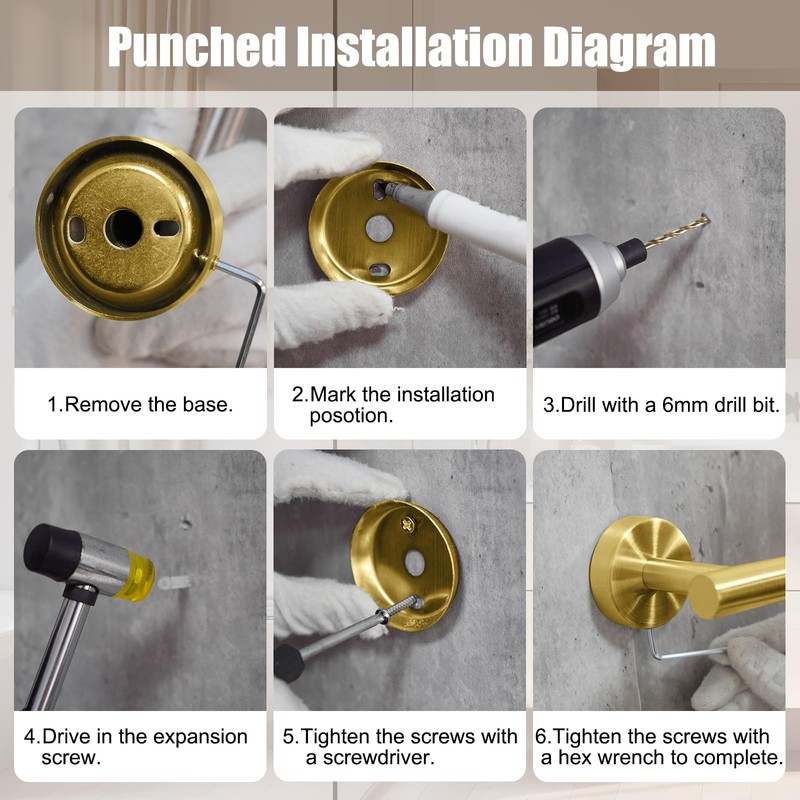Bathroom Hardware Set, 7 Pcs Bathroom Towel Rack Stainless Steel